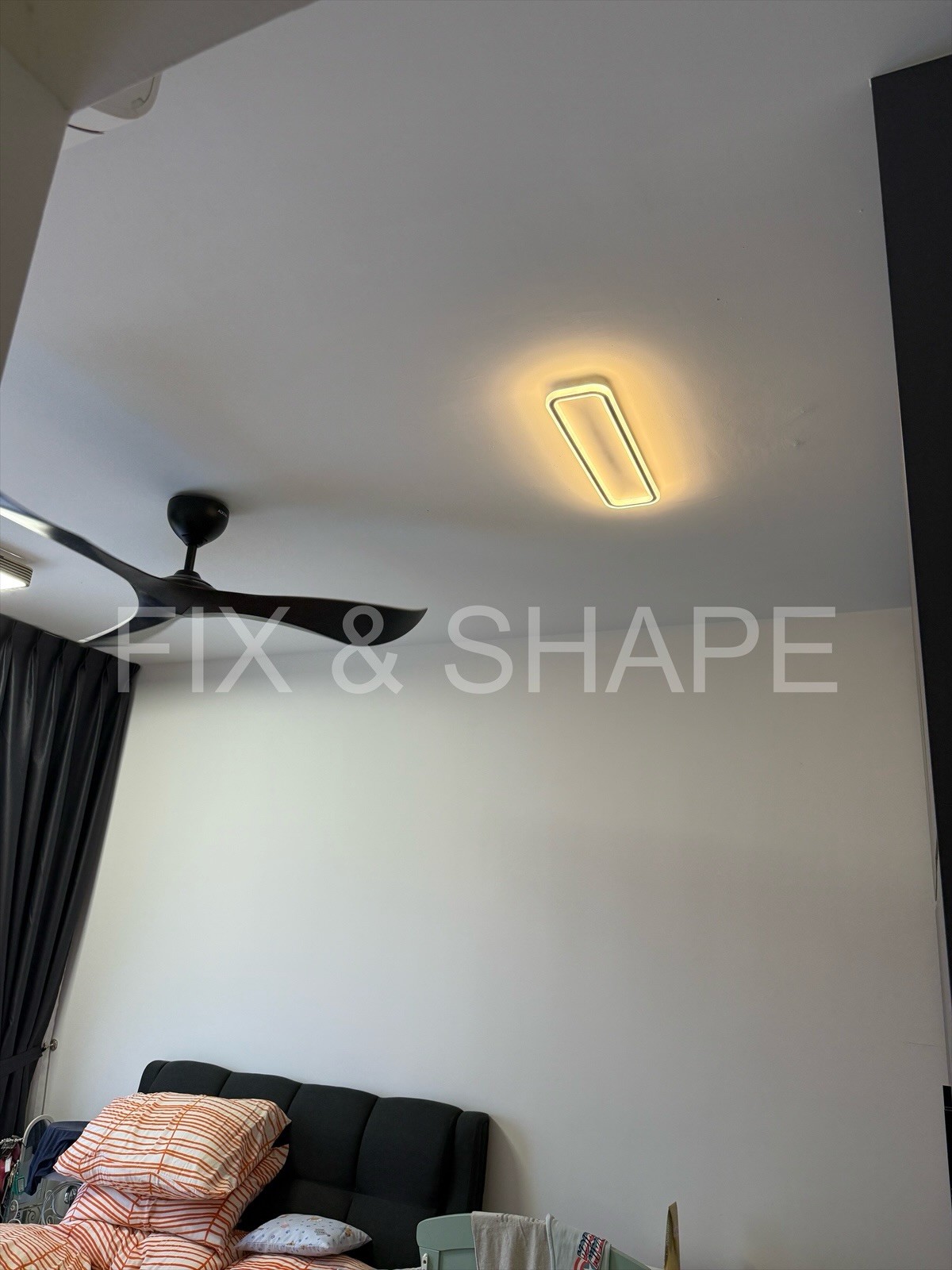 Ceiling light and fan installed by FIX & SHAPE