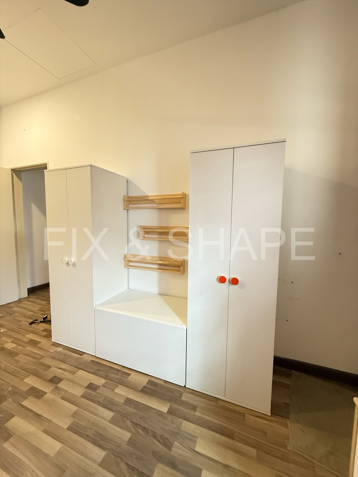 Built-in wardrobe and storage assembled by FIX & SHAPE